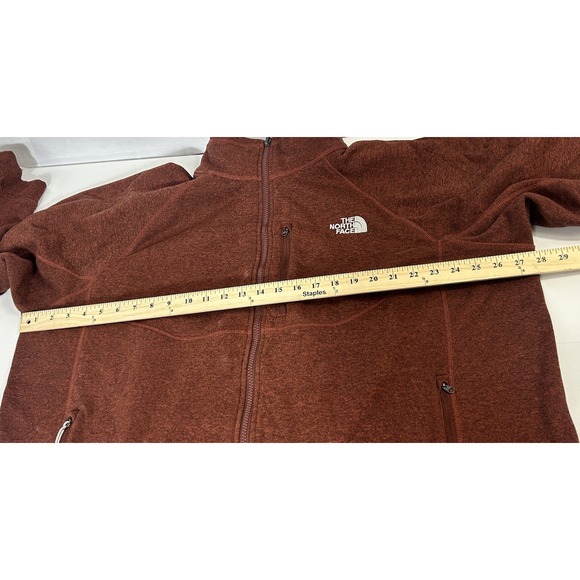 Men's M The North Face Gordon Lyons Sweater Heather Rust Red Fleece Jacket Logo - Picture 15 of 16